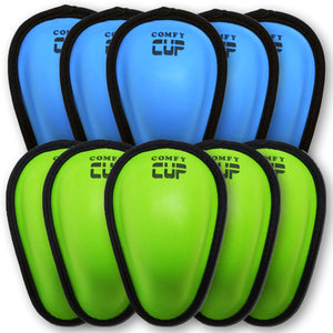 COMFY CUP IS LOW PROFILE, MADE FROM FLEXIBLE, BREATHABLE MOLDED FOAM THAT CONTOURS TO THE BODY, AND IS SIZED TO FIT LITTLE ATHLETES JUST STARTING OUT WITH CONTACT SPORTS LIKE BASEBALL, HOCKEY, LACROSSE, FOOTBALL, RUGBY, MARTIAL ARTS, SOCCER, TAE KWON DO, KARATE, SPARRING 